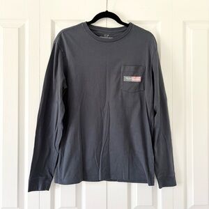 Navy Vineyard Vines American Flag Long Sleeve Shirt